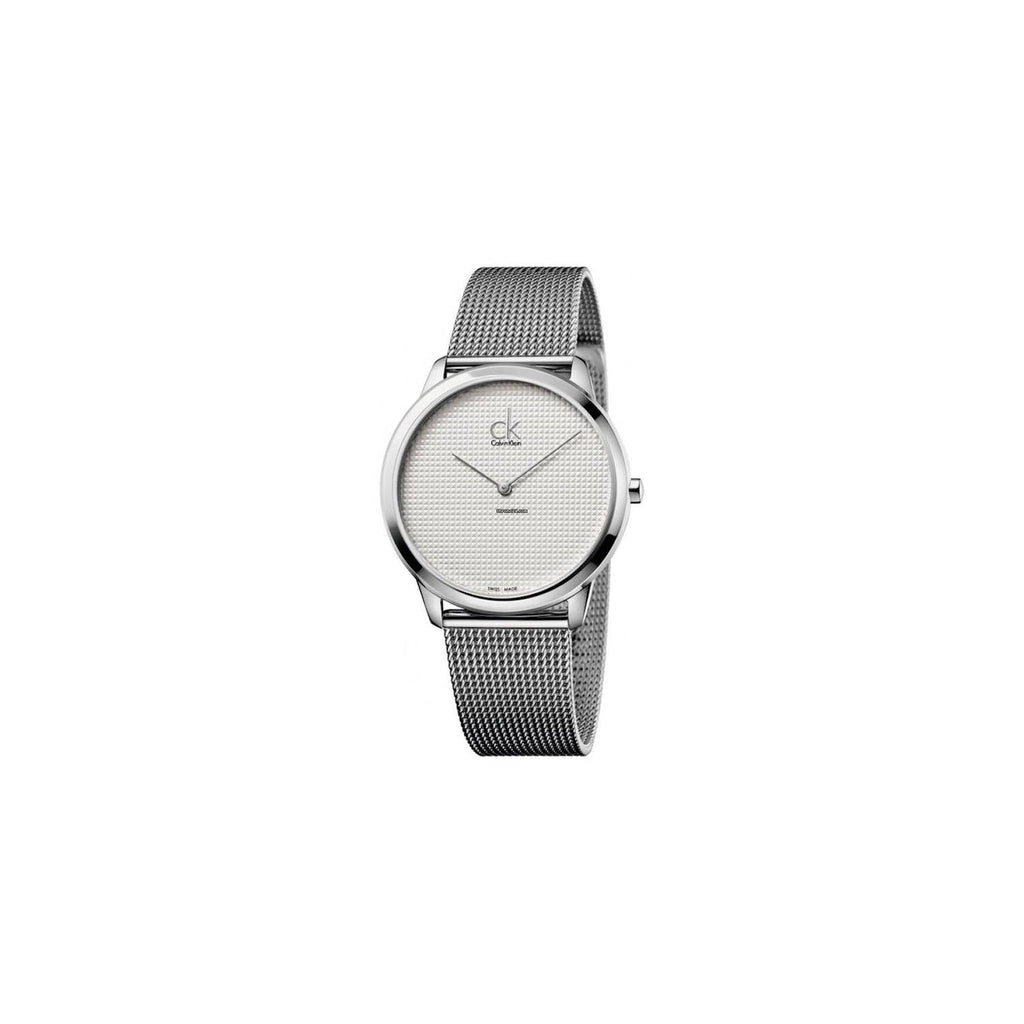 Calvin Klein Minimal White Dial Silver Mesh Bracelet Watch for Men - K3M2112Y