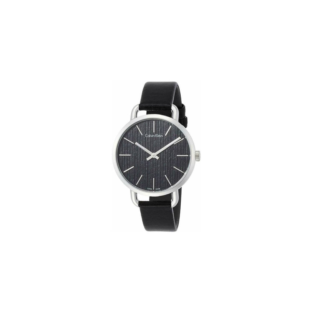 Calvin Klein Even Black Dial Black Leather Strap Watch for Women - K7B231C1