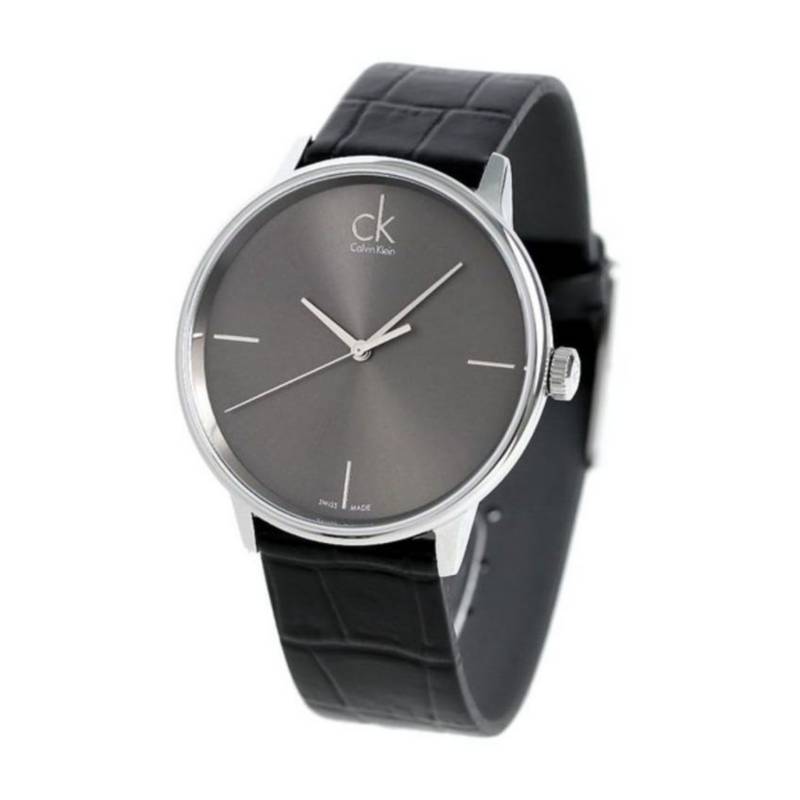 Calvin Klein Grey Dial Black Leather Strap Watch for Women - K2Y2Y1CU