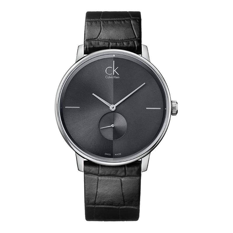 Calvin Klein Accent Black Dial Black Leather Strap Watch for Women - K2Y231C3