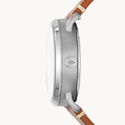 Fossil Commuter Automatic Skeleton Blue Dial Brown Leather Strap Watch for Men - ME3159