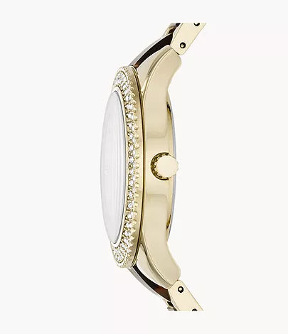 Fossil Stella Multifunction Gold Dial Two Tone Steel Strap Watch for Women - ES4757