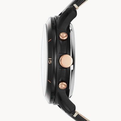 Fossil Grant Sport Automatic Skeleton Black Dial Black Leather Strap Watch for Men - ME3138