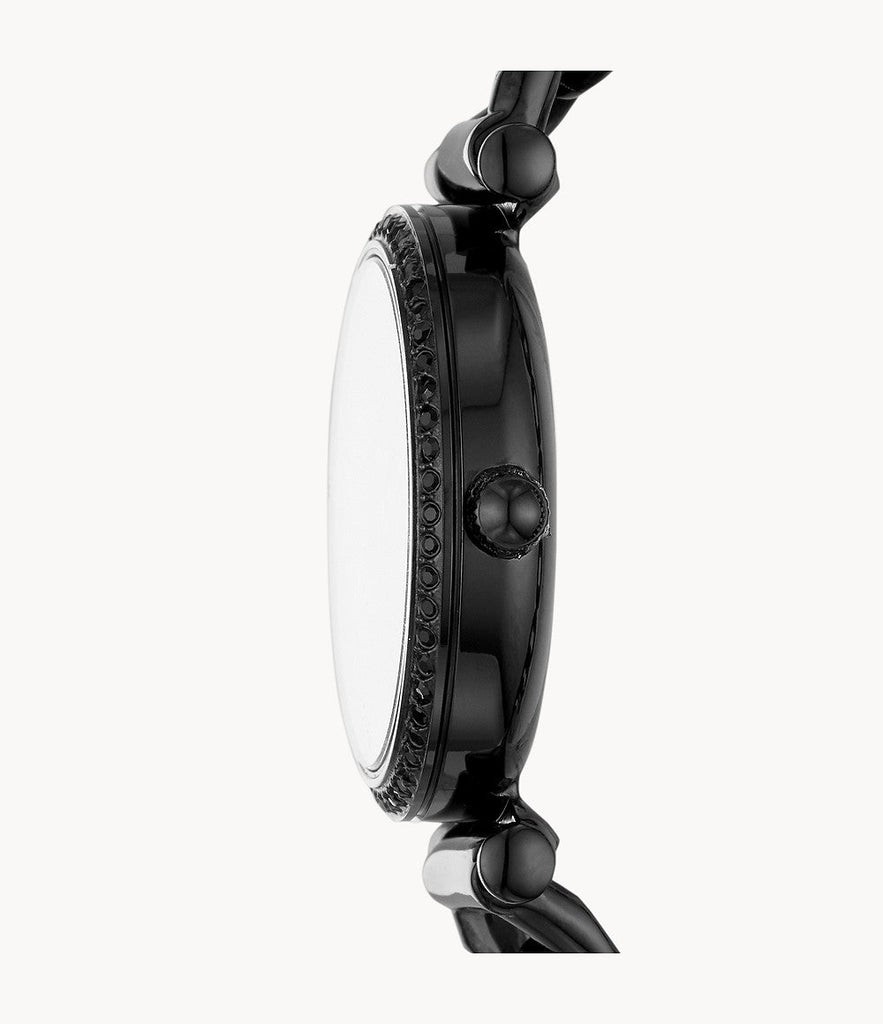 Fossil Carlie Black Dial Black Steel Strap Watch for Women - ES4488