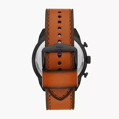 Fossil Bronson Black Dial Brown Leather Strap Watch for Men - FS5714
