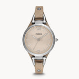Fossil Georgia Bone Grey Dial Beige Leather Strap Watch for Women - ES2830