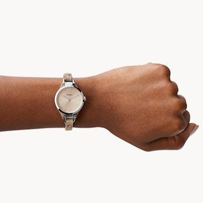 Fossil Georgia Bone Grey Dial Beige Leather Strap Watch for Women - ES2830