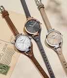 Fossil Georgia Smoke Grey Dial Grey Leather Strap Watch for Women - ES3077