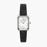 Emporio Armani Gioia Analog Mother of Pearl Dial Black Leather Strap Watch For Women - AR11148