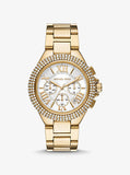 Michael Kors Camille Silver Diamonds Dial Gold Steel Strap Watch for Women - MK5756