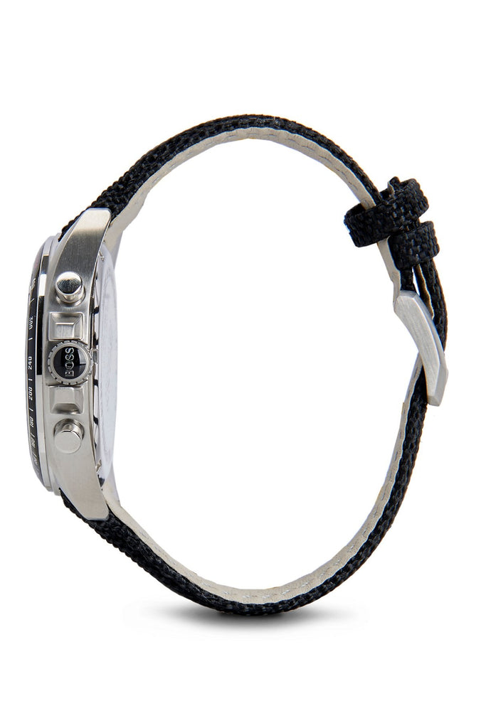 Hugo Boss Driver Black Dial Black Leather Strap Watch for Men -1513087