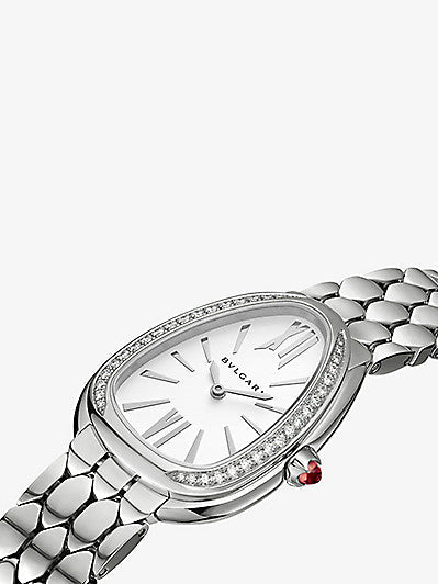 Bvlgari Serpenti Seduttori Diamonds Silver Dial Silver Steel Strap Watch for Women - SERPENTI103361
