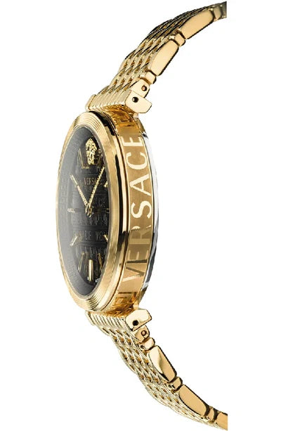 Versace V-Twist Black Dial Gold Mesh Bracelet Watch for Women - VELS00819