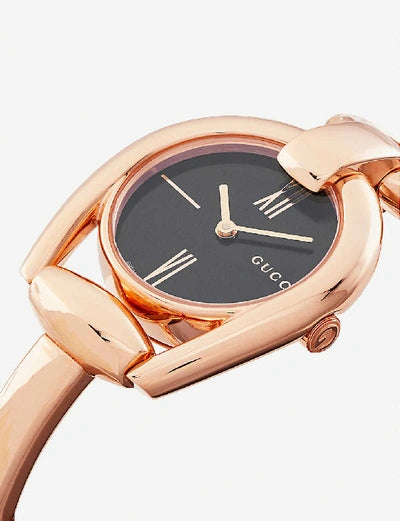 Gucci Horsebit Collection Black Dial Rose Gold Steel Strap Watch For Women - YA139507