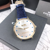 Coach Slim Easton Silver Dial Blue Leather Strap Watch for Women - 14502687