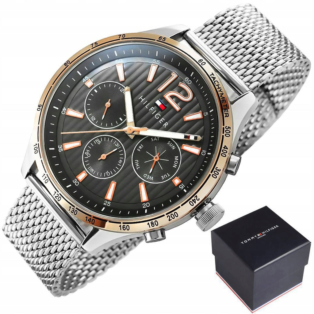 Tommy Hilfiger Gavin Chronograph Quartz Grey Dial Silver Mesh Bracelet Watch for Men - 1791466