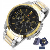 Tommy Hilfiger Decker Chronograph Black Dial Two Tone Steel Strap Watch for Men - 1791559