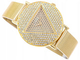 Guess Iconic Diamonds Gold Dial Gold Mesh Bracelet Watch For Women - GW0477L2