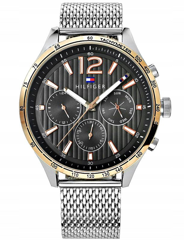 Tommy Hilfiger Gavin Chronograph Quartz Grey Dial Silver Mesh Bracelet Watch for Men - 1791466