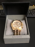 Guess Continental Diamonds Gold Dial Gold Steel Strap Watch for Men - GW0261G2