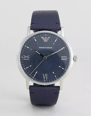Emporio Armani Kappa Quartz Blue Dial Blue Leather Strap Watch For Women - AR11012