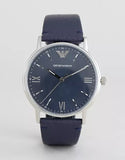 Emporio Armani Kappa Quartz Blue Dial Blue Leather Strap Watch For Women - AR11012