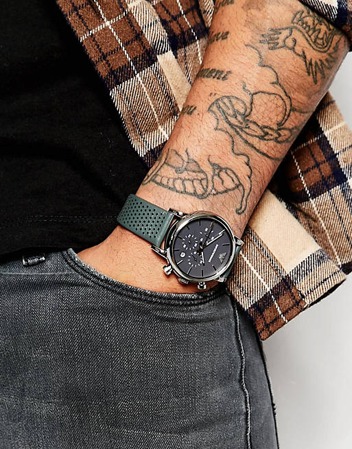 Emporio Armani Luigi Chronograph Quartz Grey Dial Grey Leather Strap Watch For Men - AR1735