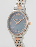 Michael Kors Cinthia Mother of Pearl Grey Dial Two Tone Steel Strap Watch for Women - MK3642