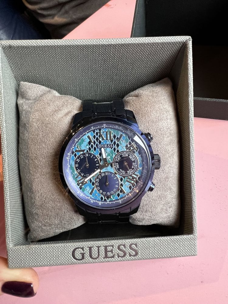 Guess Sunrise Multifunction Blue Dial Blue Steel Strap Watch for Women - W0448L10