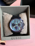 Guess Sunrise Multifunction Blue Dial Blue Steel Strap Watch for Women - W0448L10
