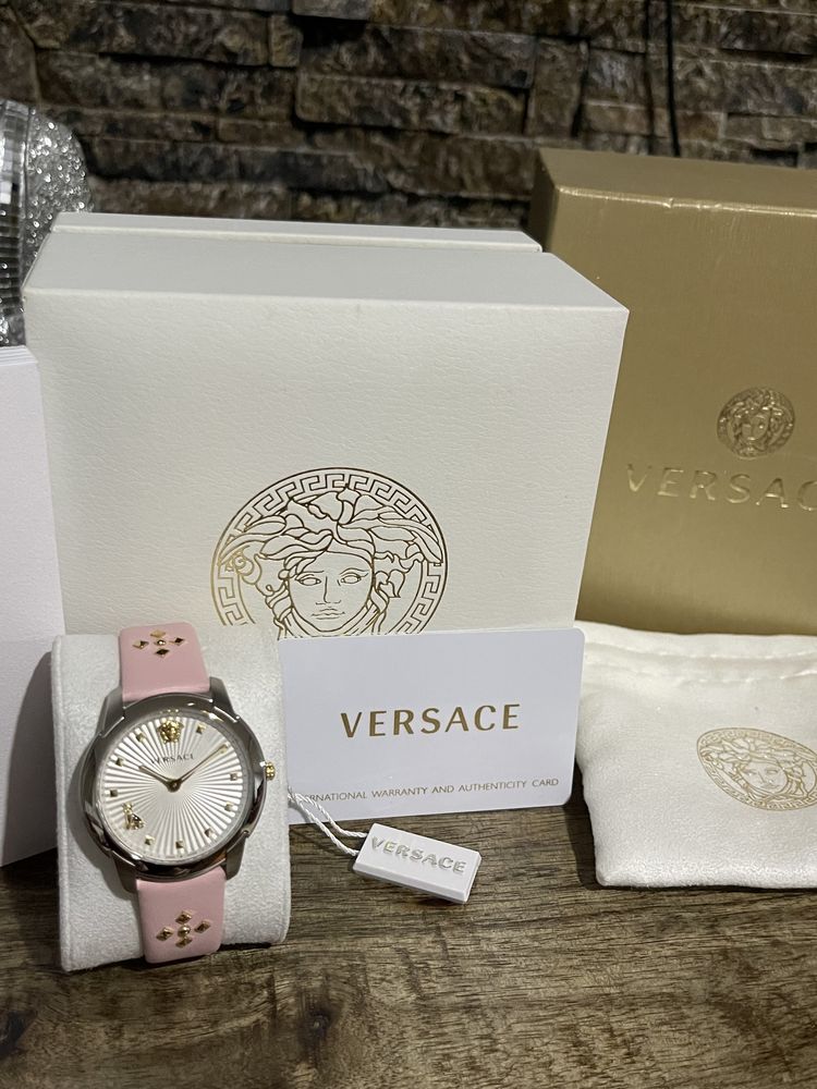 Versace Audrey Quartz White Dial Pink Leather Strap Watch for Women - VELR00119
