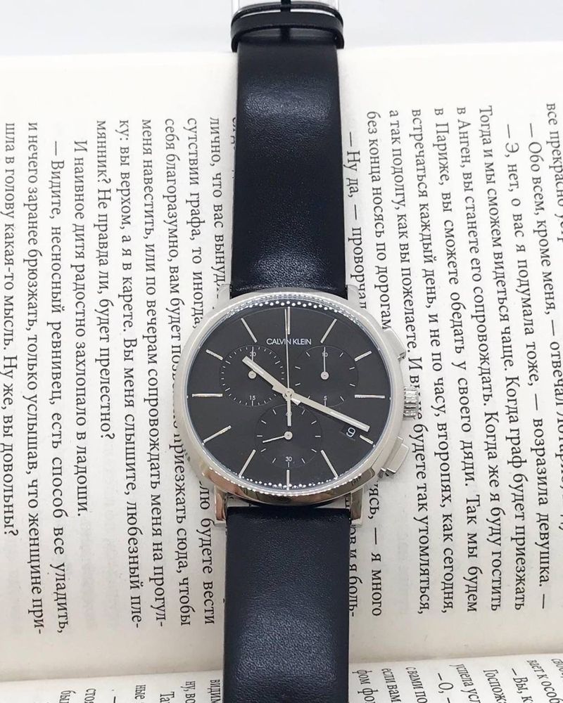 Calvin Klein Posh Black Dial Black Leather Strap Watch for Men - K8Q371C1