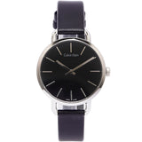 Calvin Klein Even Black Dial Black Leather Strap Watch for Women - K7B231C1