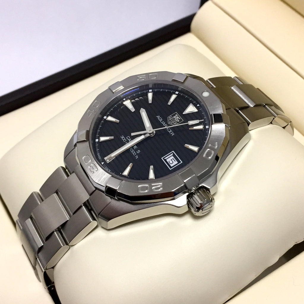 Tag Heuer Aquaracer Automatic 41mm Black Dial Silver Steel Strap Watch for Men - WAY2110.BA0928