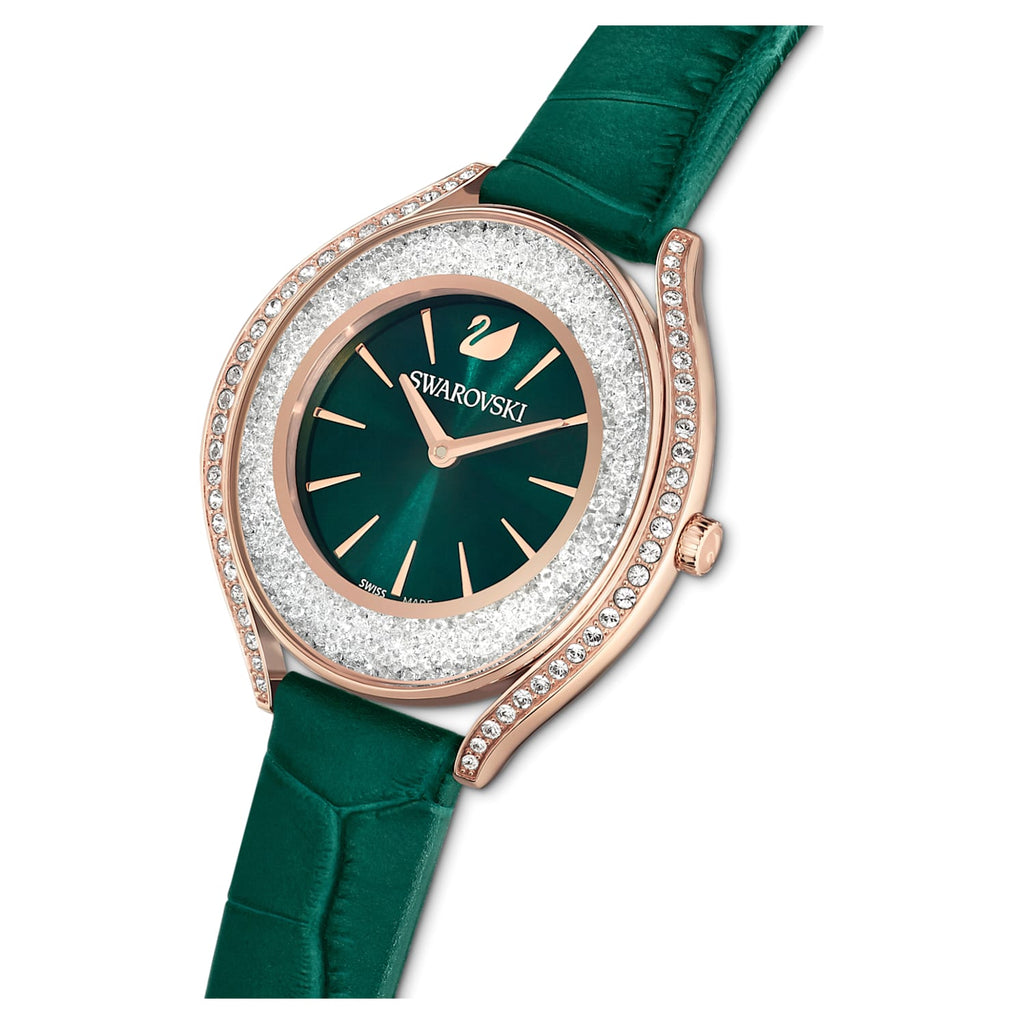 Swarovski Crystalline Aura Green Dial Green Leather Strap Watch for Women - 5644078