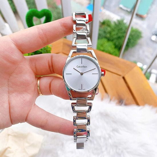Calvin Klein Dainty Silver Dial Silver Steel Strap Watch for Women - K7L23146
