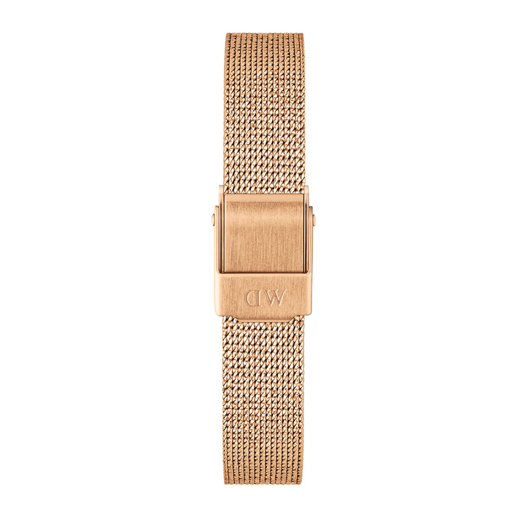 Daniel Wellington Quadro Melrose Black Dial Rose Gold Mesh Bracelet Watch For Women - DW00100432