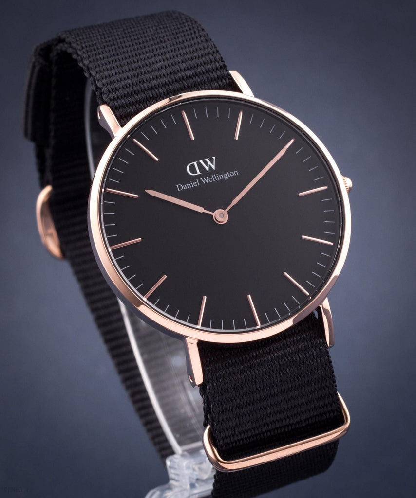 Daniel Wellington Classic Cornwall Black Dial Black NATO Strap Watch For Women - DW00100150