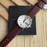 Marc Jacobs Fergus White Dial Brown Leather Strap Watch for Women - MBM8649