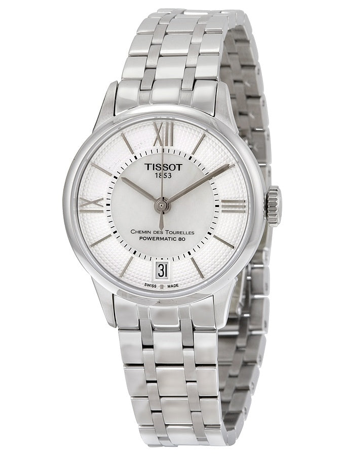 Tissot Chemin Des Tourelles Powermatic 80 Lady Silver Dial Silver Steel Strap Watch For Women - T099.207.11.118.00