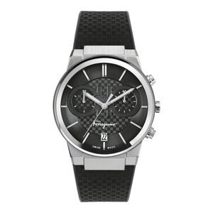 Salvatore Ferragamo Sapphire Chrono Black Dial Black Silicone Strap Watch for Men - SFME00121