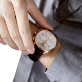 Calvin Klein Posh Chronograph White Dial Brown Leather Strap Watch for Men - K8Q376G6