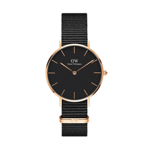 Daniel Wellington Classic Petite Cornwall Black Dial Black NATO Strap Watch For Women - DW00100215
