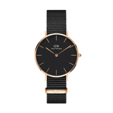 Daniel Wellington Classic Petite Cornwall Black Dial Black NATO Strap Watch For Women - DW00100215