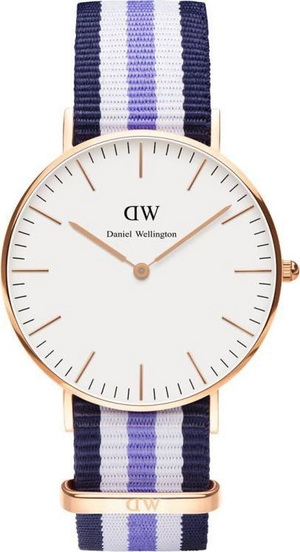 Daniel Wellington Classic Trinity White Dial Three Tone Nylon Strap Watch For Women - 0509DW