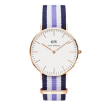 Daniel Wellington Classic Trinity White Dial Three Tone Nylon Strap Watch For Women - 0509DW