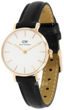 Daniel Wellington Classic Petite Sheffield White Dial Black Leather Strap Watch For Women - DW00100230