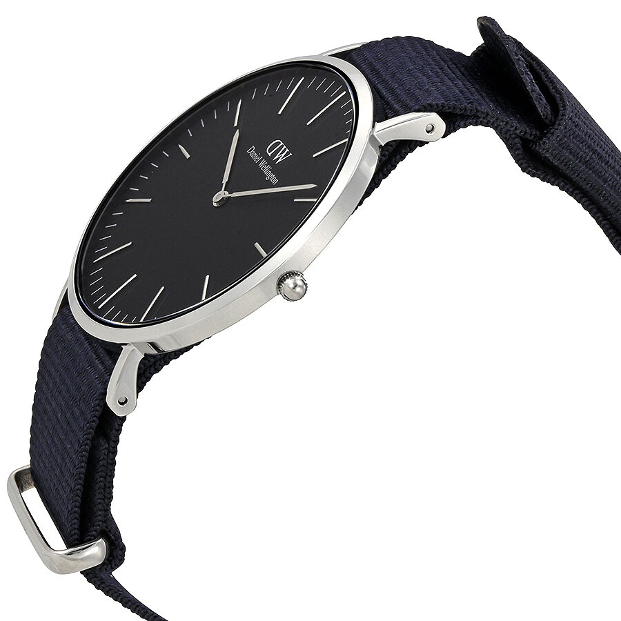 Daniel Wellington Classic Cornwall Black Dial Black Nylon Strap Watch For Women - DW00100149
