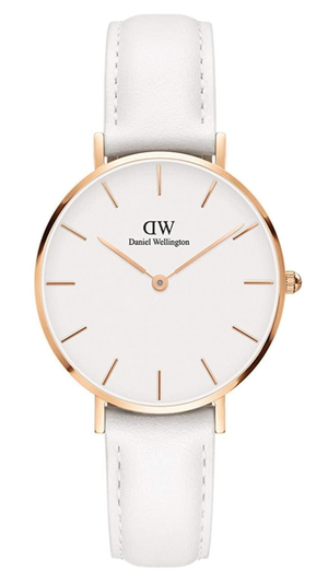 Daniel Wellington Petite Bondi White Dial White Leather Strap Watch for Women - DW00100189