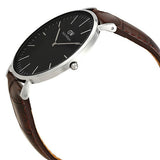 Daniel Wellington Classic York Black Dial Brown Leather Strap Watch For Men - DW00100134